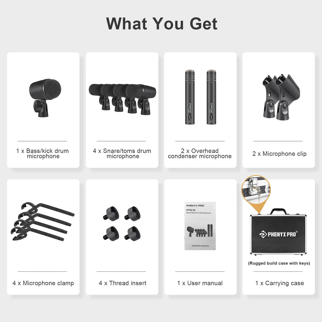 Phenyx Pro PTD-10 7-Piece Drum Mic Kit