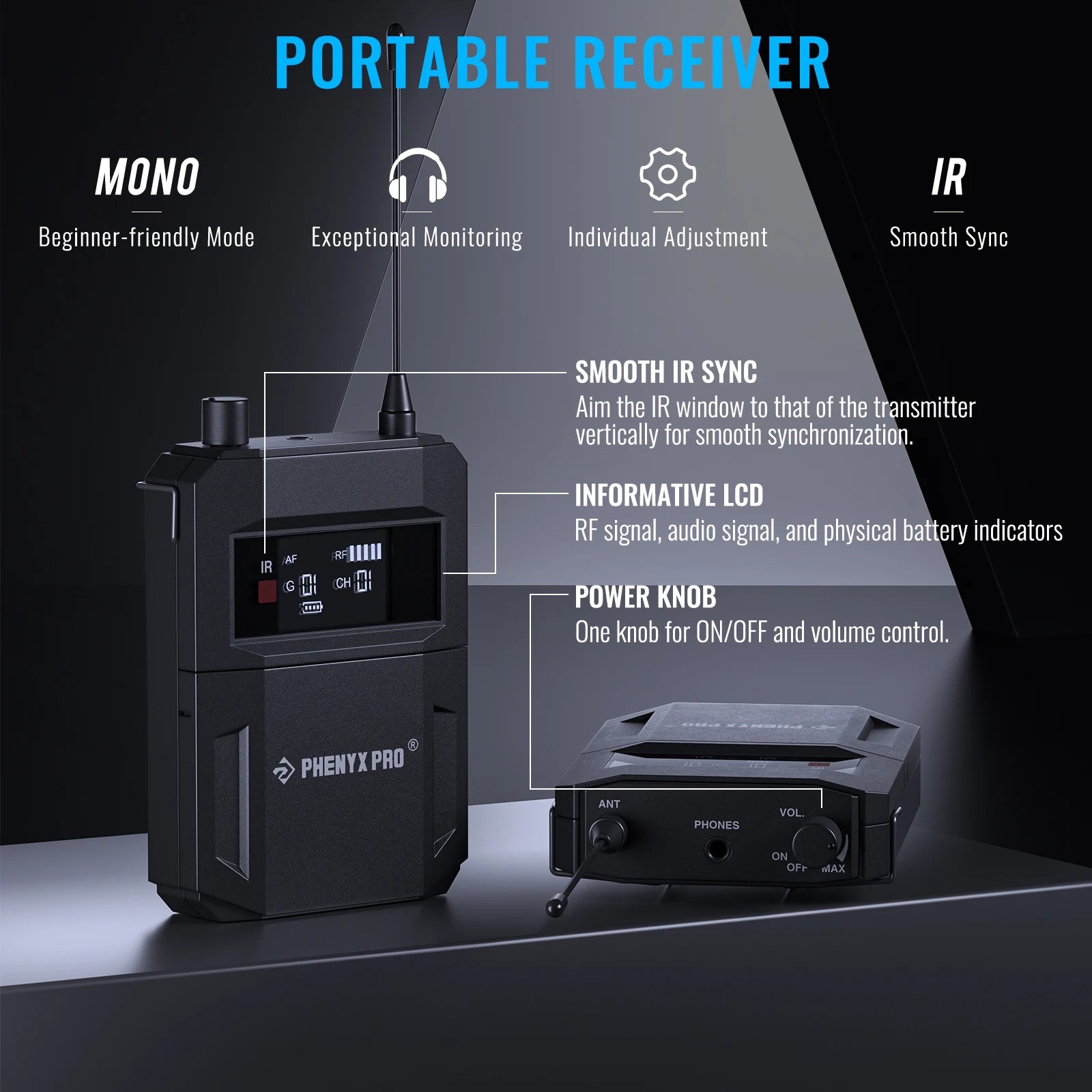 Phenyx Pro PTM-33 4-Channel Mono Wireless IEM System