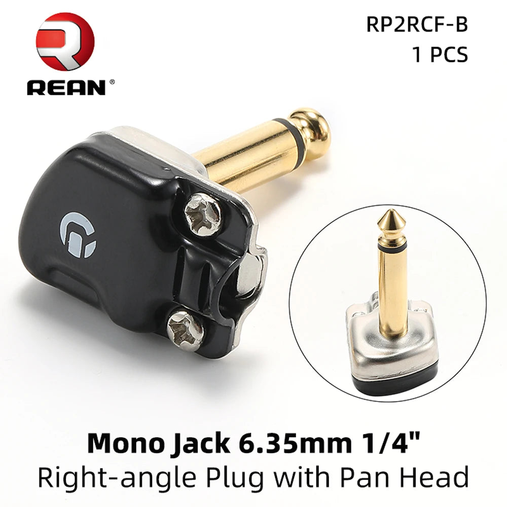 REAN 6.35 mm Right-Angle TS Pancake Plugs
