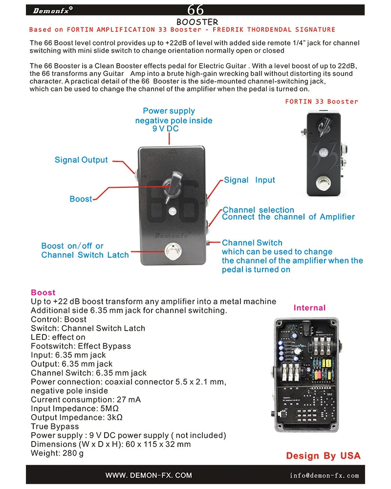 DemonFX 66 Booster Pedal