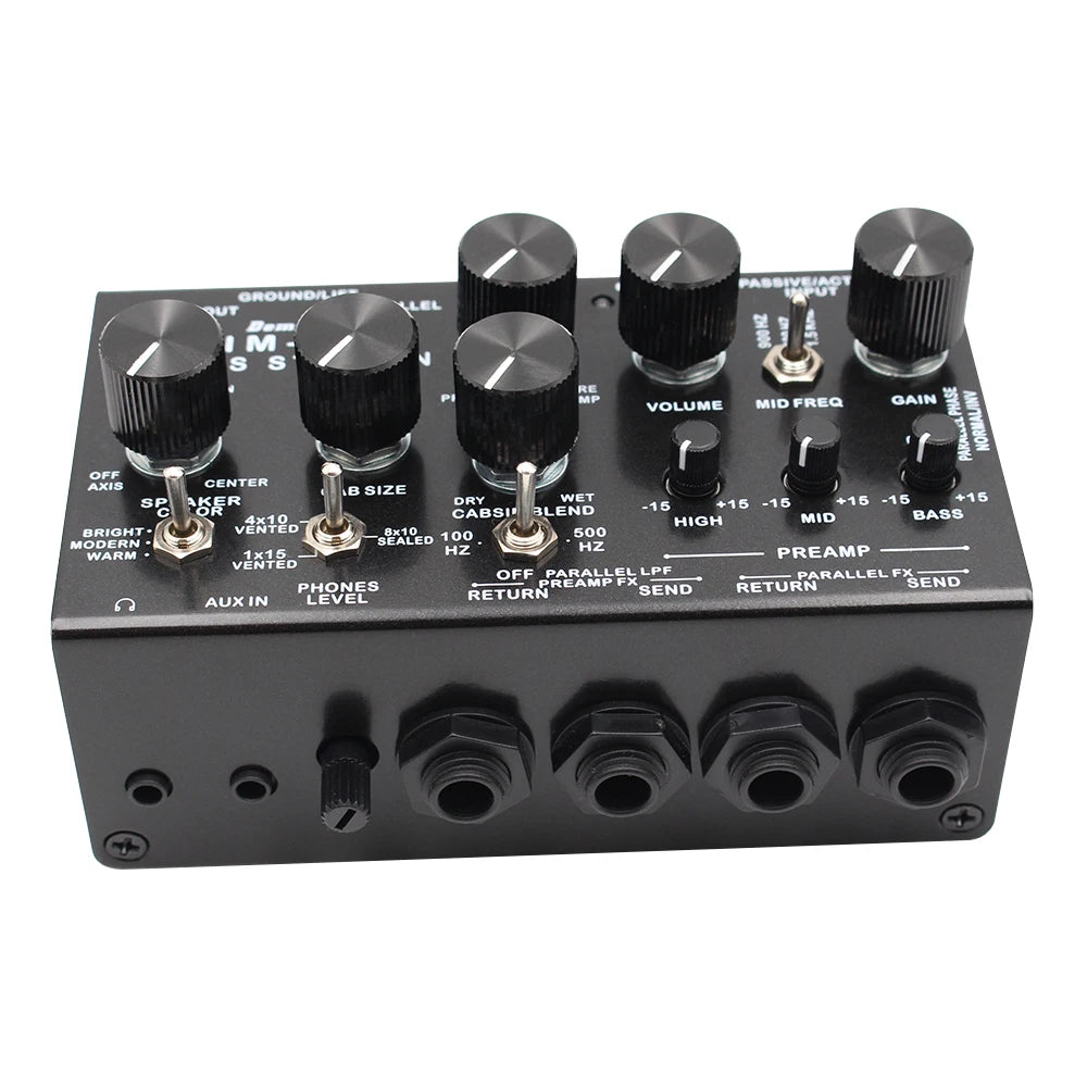 Direct bass preamp, power amp simulation and stereo cab sim with DI output