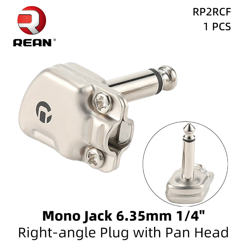 REAN 6.35 mm Right-Angle TS Pancake Plugs