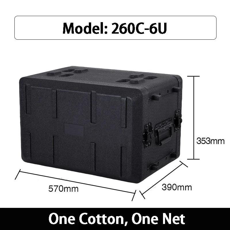 PE Audio Equipment Case (2U–6U, 260mm / 390mm Depth)