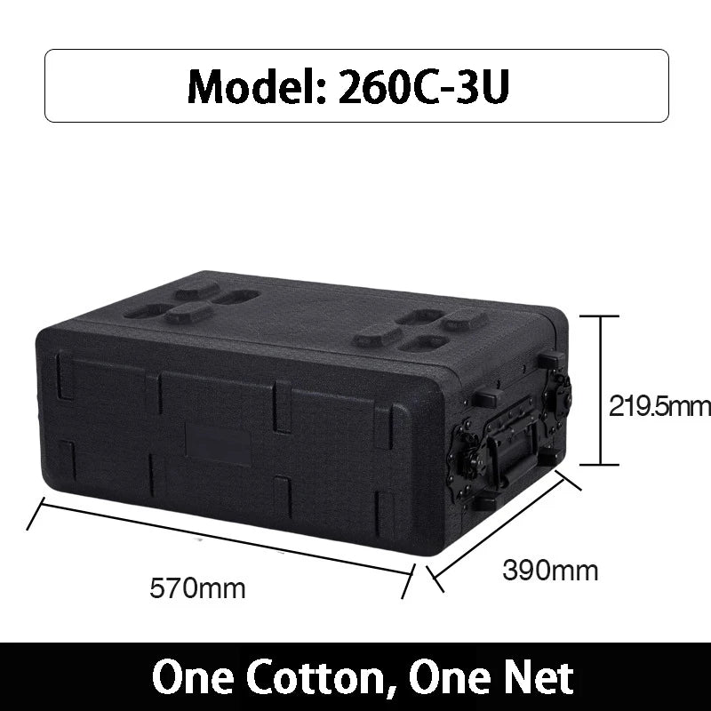 PE Audio Equipment Case (2U–6U, 260mm / 390mm Depth)