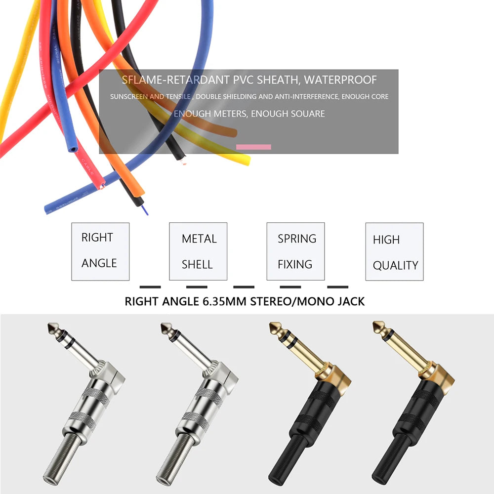 Angle-to-Angle 1/4" TS/TRS Cable