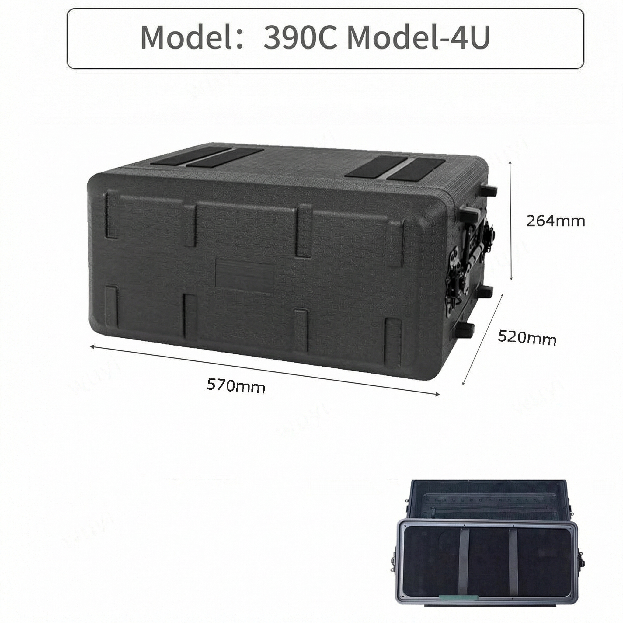 390mm Deep Portable Rack PE Flight Case