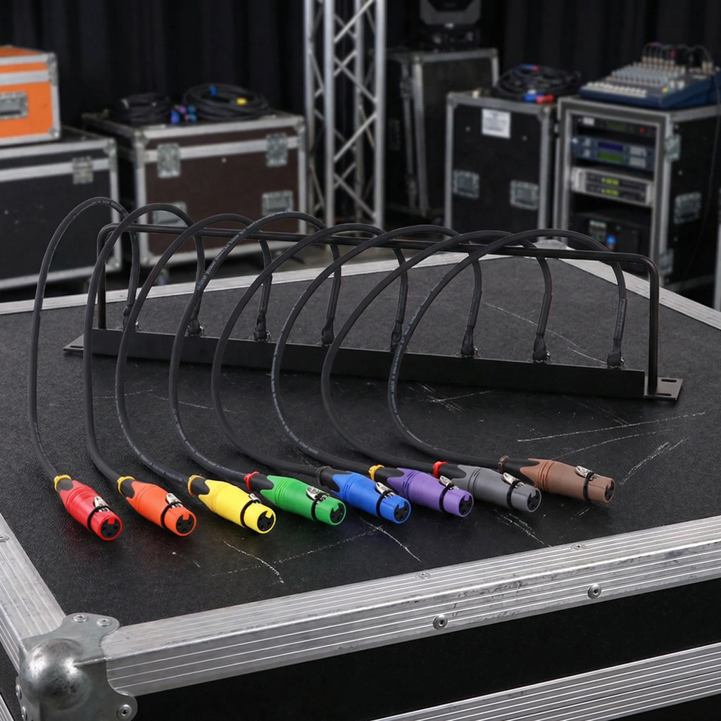 Cabinet 8-Way 1U XLR Jumper Rack Panel with Female XLR Cables