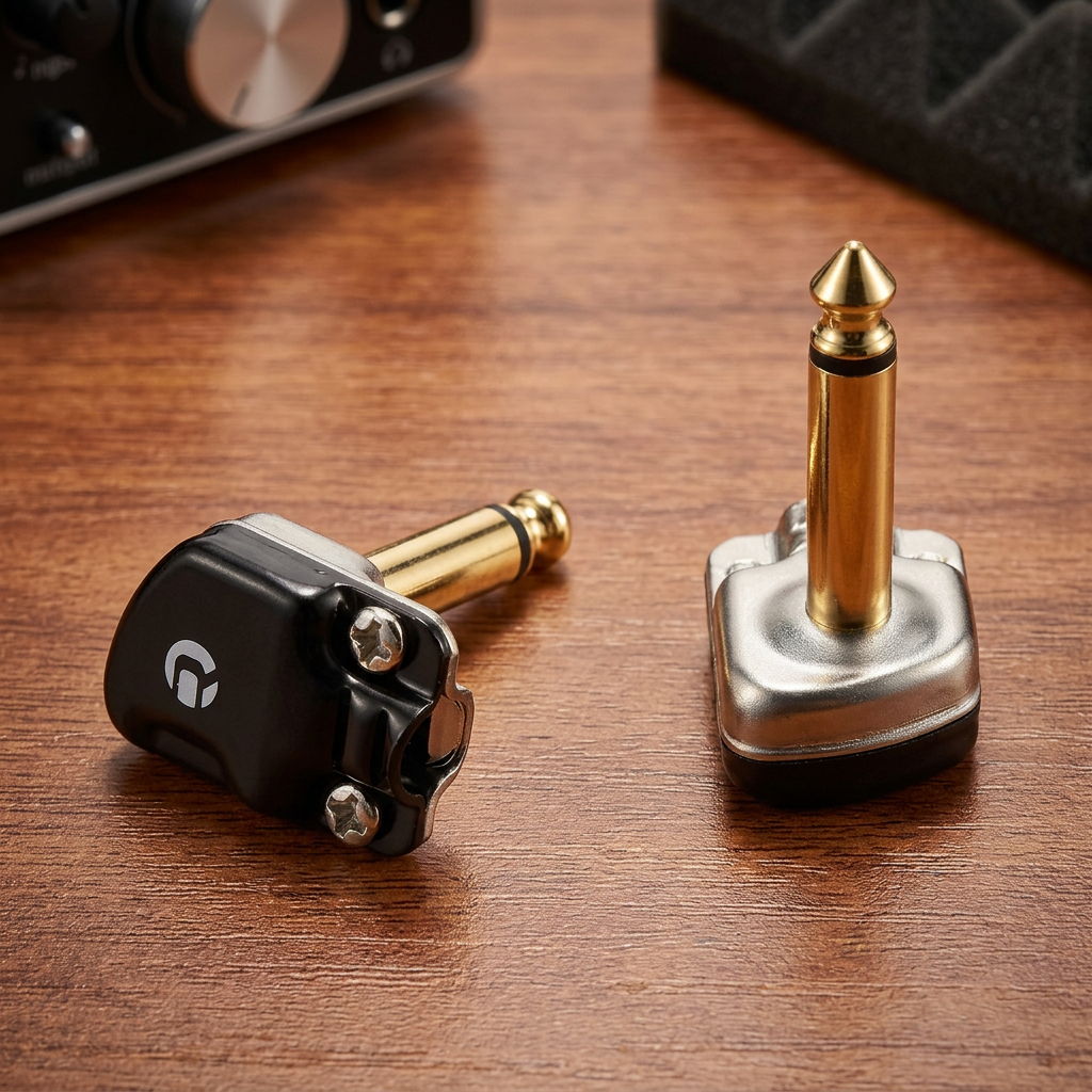 REAN 6.35 mm Right-Angle TS Pancake Plugs