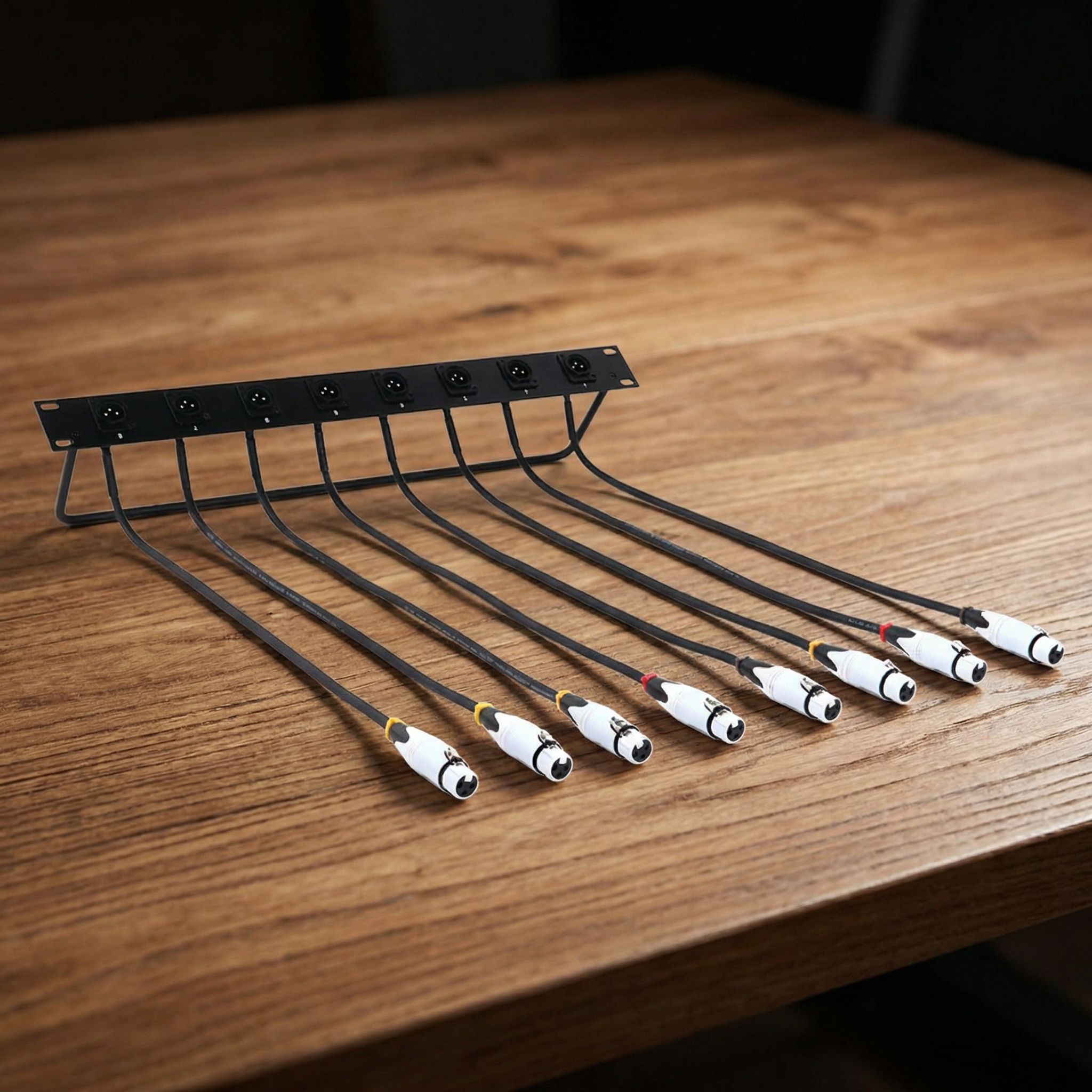 Cabinet 8-Way 1U XLR Jumper Rack Panel with Female XLR Cables