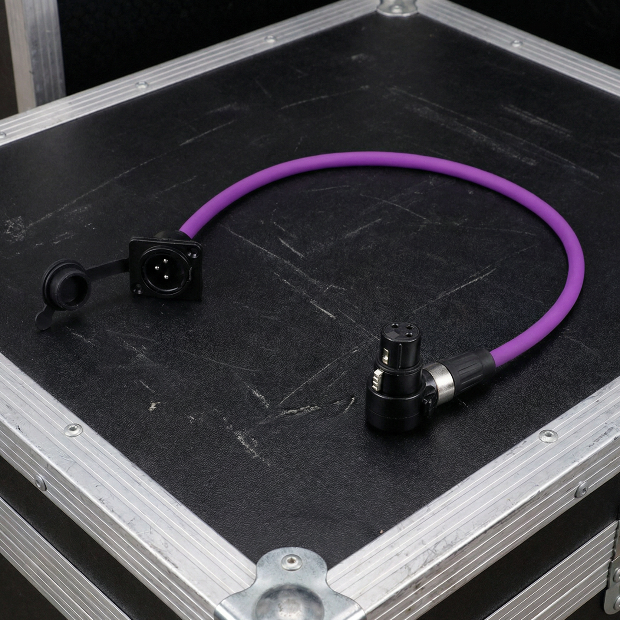 D-Type XLR Panel to 90° XLR Female Cable