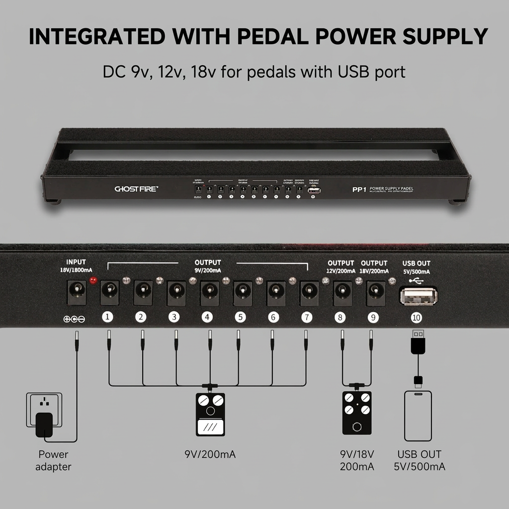 Ghost Fire PP1 Pedalboard with Built-In Power Supply